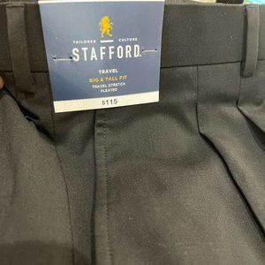 Stafford Big & Tall Travel Stretch SZ 44X29 Black Dress Pants New